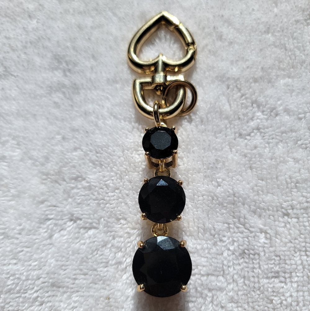 Y2K Juicy Couture 3 Black Gem Key Fob Charm